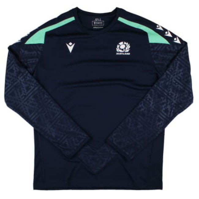 2024-2025 Scotland Rugby LS Training Poly Shirt (Navy) - Kids (Your Name)