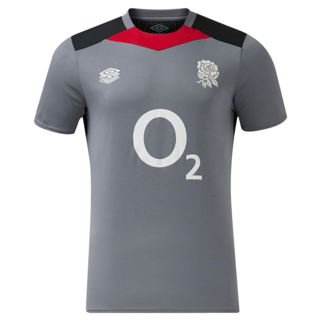 2024-2025 England Rugby Gym Tee O2 (Grey) (Your Name)