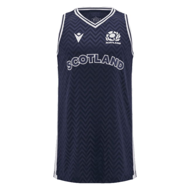 2024-2025 Scotland Rugby Basketball Singlet (Navy) - Kids (Your Name)