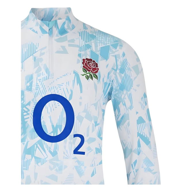 2024-2025 England Rugby Warm Up Mid Layer O2 (White)