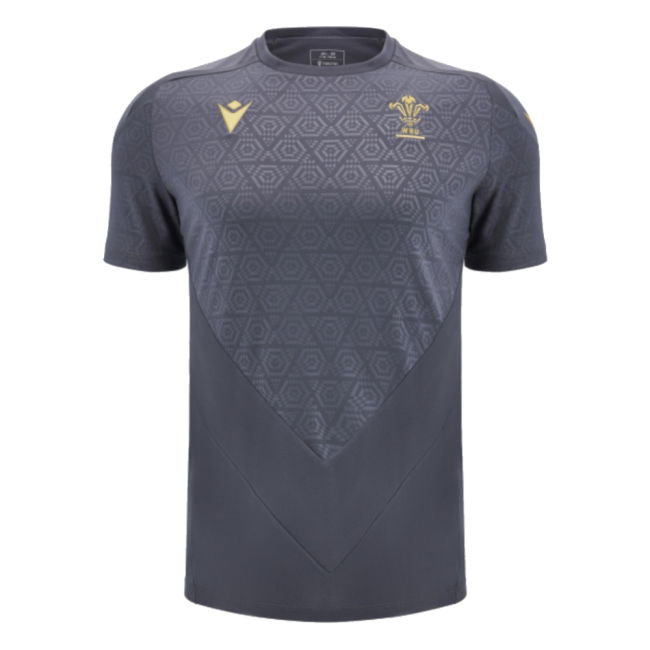 2024-2025 Wales WRU Rugby Training Poly Shirt (Anthracite) - Kids (Your Name)