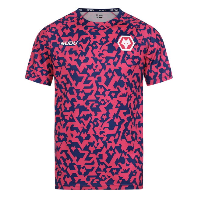 2024-2025 Wolves Pre Match T-Shirt - Blue/Pink (Toti 24)