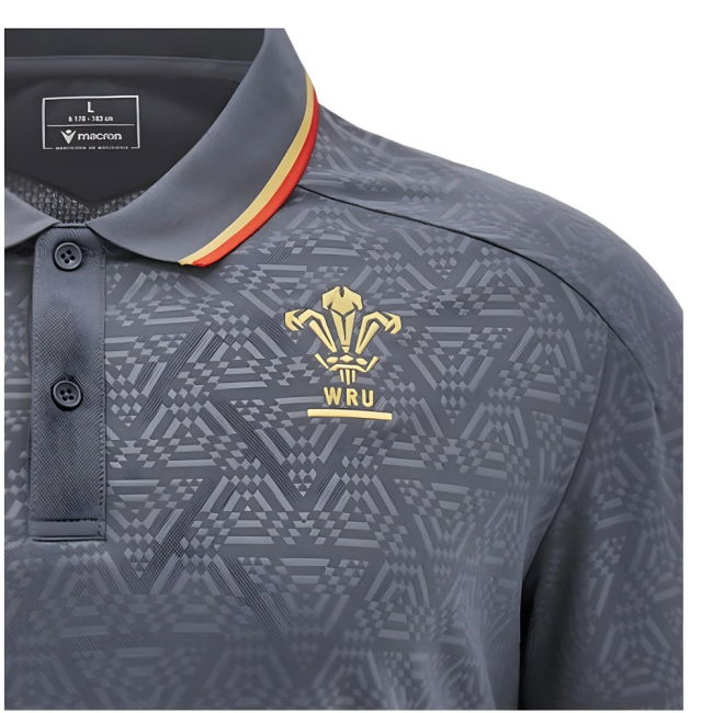 2024-2025 Wales WRU Rugby Travel Polo Shirt (Anthracite)