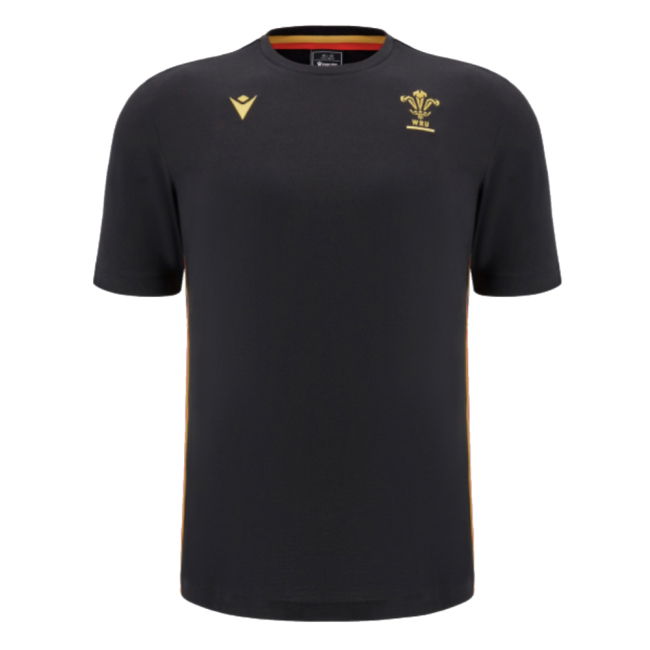2024-2025 Wales Rugby Travel Cotton T-Shirt (Black) - Kids (Your Name)