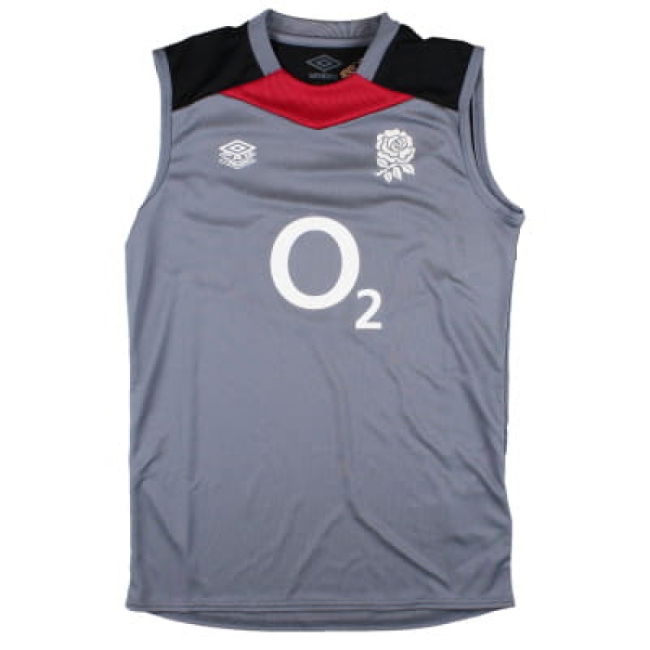2024-2025 England Rugby Sleeveless Jersey O2 (Grey) - Kids (Your Name)