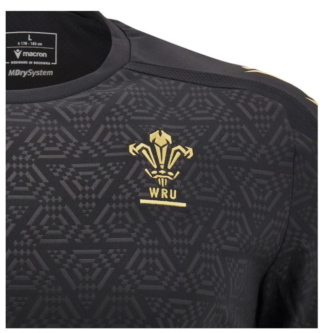 2024-2025 Wales WRU Rugby LS Training Shirt (Black) - Kids
