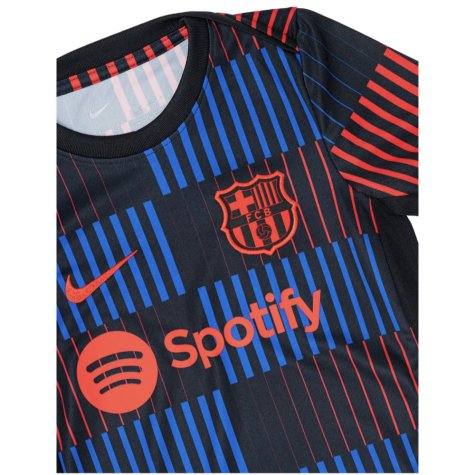 2024-2025 Barcelona Pre-Match Away Shirt (Navy) - Kids (Pau Victor 18)