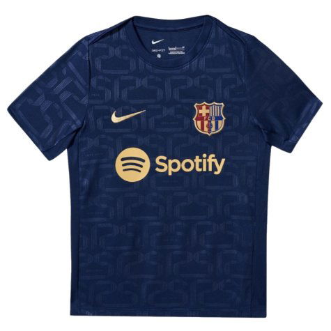 2024-2025 Barcelona Pre-Match Training Shirt (Navy) - Kids (Pau Victor 18)