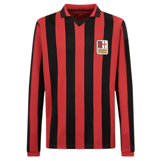AC Milan 125th Authentic Shirt LS (Black-Red) (Van Basten 9)