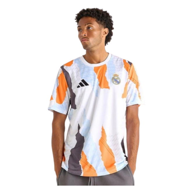 2024-2025 Real Madrid Pre-Match Shirt (White/Crew Orange) (Mbappe 9)