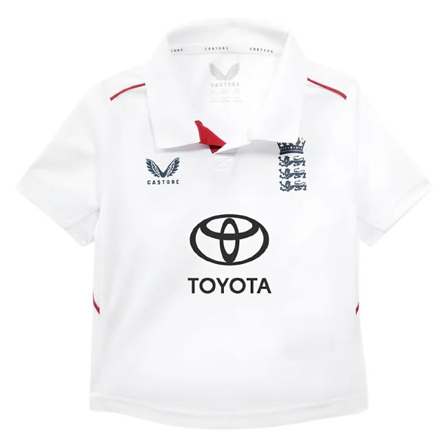 2025-2026 England Cricket ECB Test Replica SS Shirt (White) - Infant (Your Name)