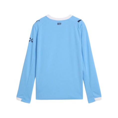 2025-2026 Man City Long Sleeve Home Shirt (Kids)