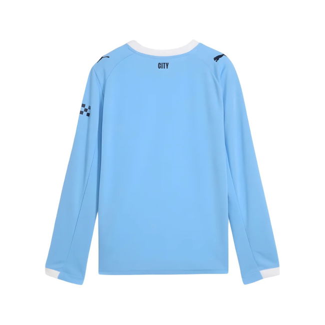 2025-2026 Man City Long Sleeve Home Shirt (Kids) (Mahrez 26)