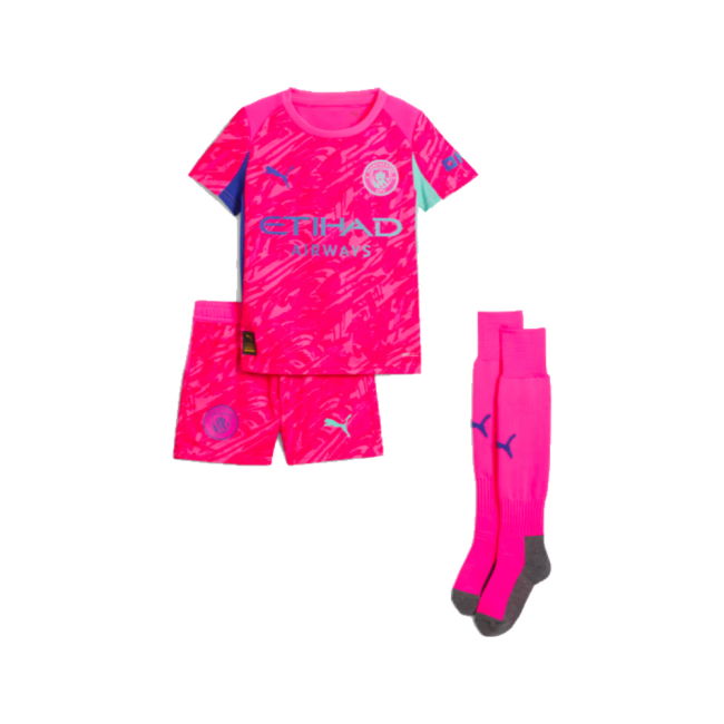 2025-2026 Man City Home Goalkeeper Mini Kit (Pink) (Carson 33)