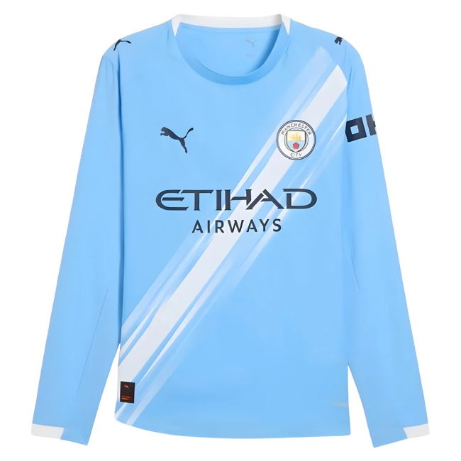 2025-2026 Man City Authentic Long Sleeve Home Shirt (Mahrez 26)