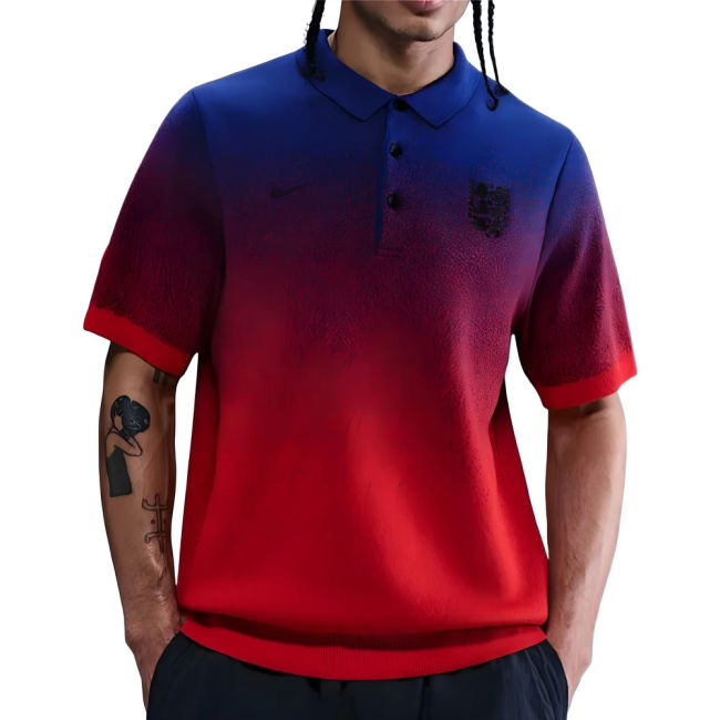 2025-2026 England Club Football Knit Polo (Blue/Red)