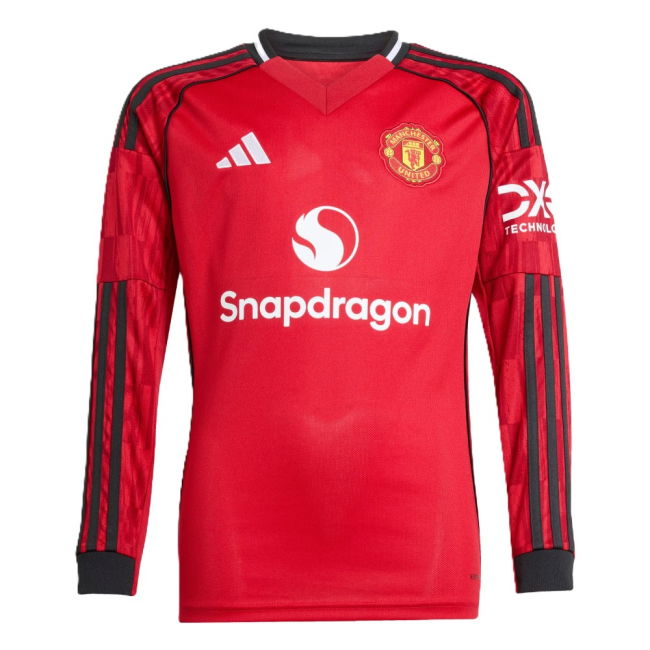 2025-2026 Man Utd Long Sleeve Home Shirt (Kids) (Mazraoui 3)