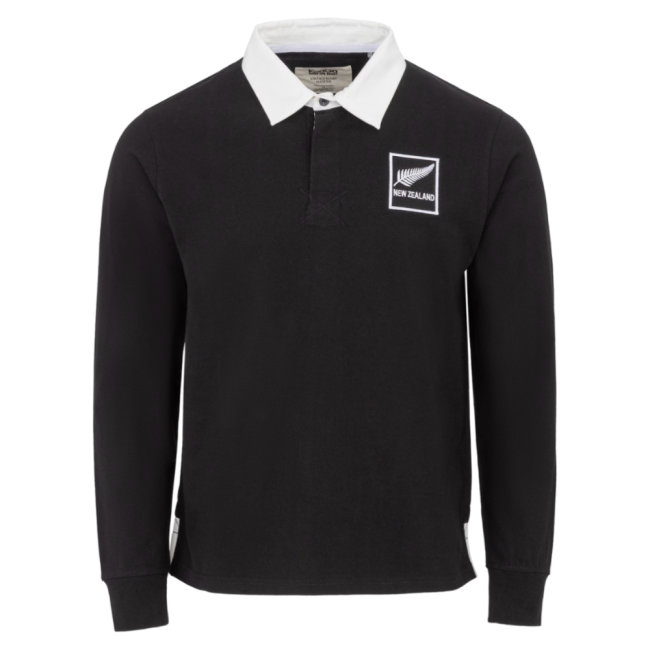 Kooga Vintage New Zealand Men\'s LS Rugby Shirt (Black) (Your Name)