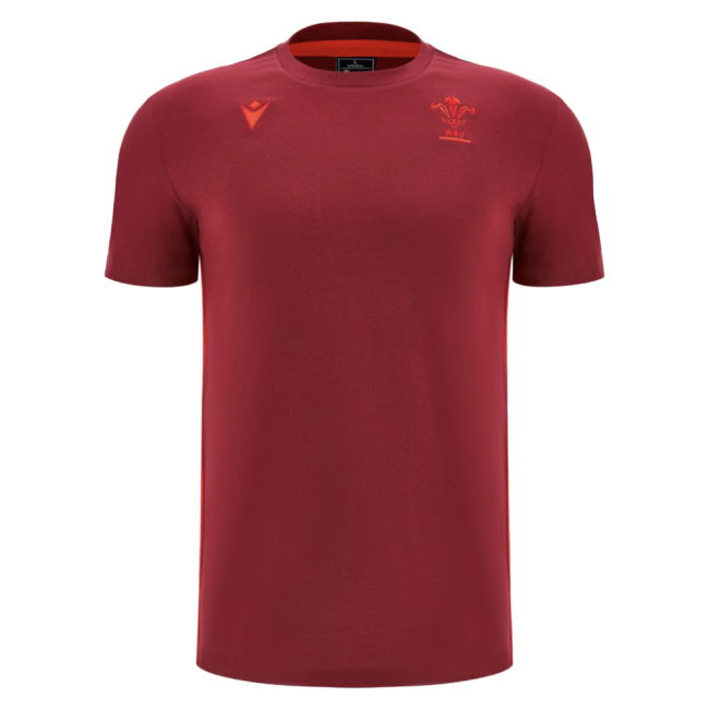 2025-2026 Wales WRU Rugby Travel Cotton Tee (Deep Red) (Your Name)