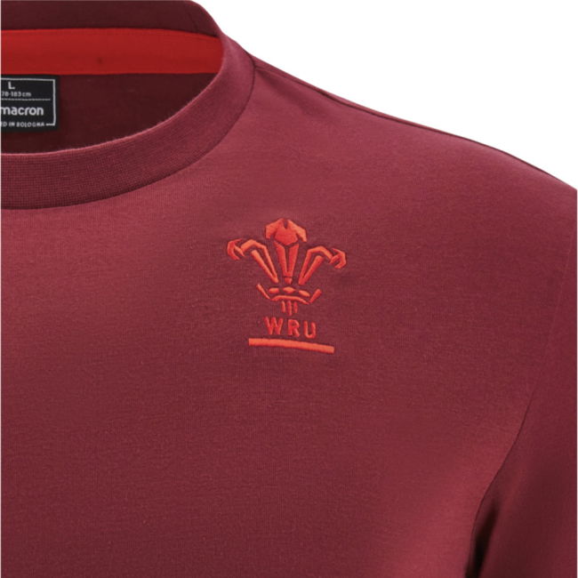2025-2026 Wales WRU Rugby Travel Cotton Tee (Deep Red)