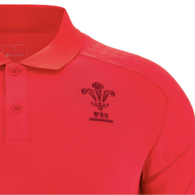 2025-2026 Wales WRU Rugby Travel Poly Polo Shirt (Red)