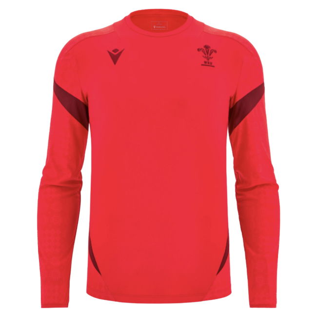 2025-2026 Wales WRU Rugby LS Player Training Shirt (Red) (Your Name)