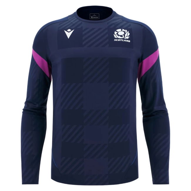 2025-2026 Scotland Rugby Training Poly LS Shirt (Navy) (Your Name)