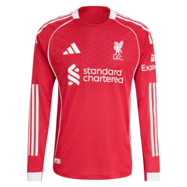 2025-2026 Liverpool Authentic Long Sleeve Home Shirt (M.Salah 11)