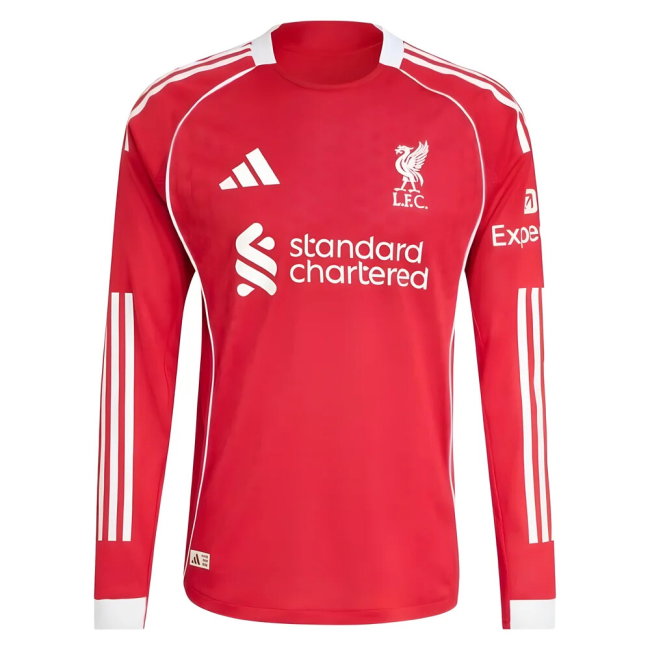 2025-2026 Liverpool Authentic Long Sleeve Home Shirt (Diogo J. 20)