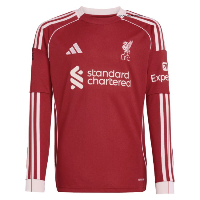 2025-2026 Liverpool Long Sleeve Home Shirt (Kids) (M.Salah 11)
