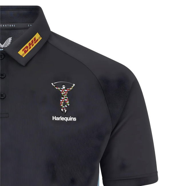 2025-2026 Harlequins Rugby Presentation Polo Shirt (Ebony)