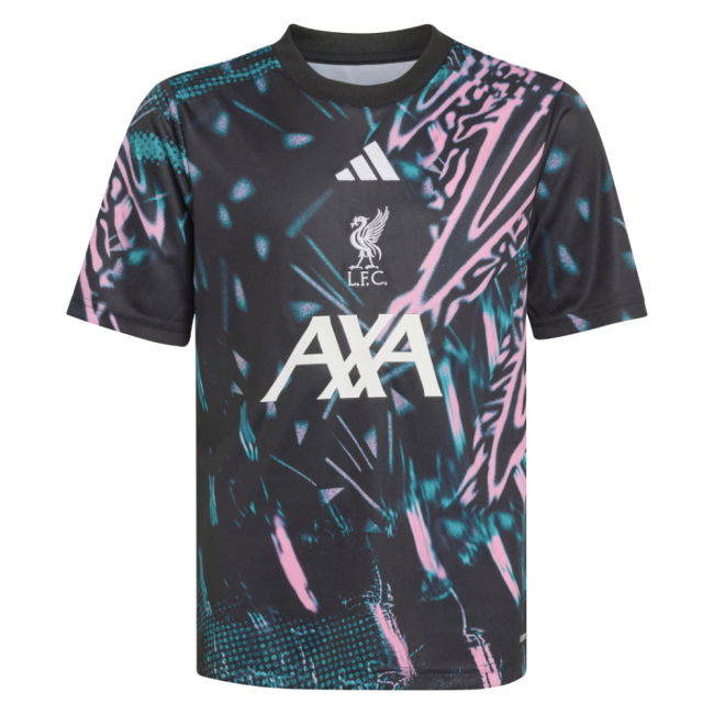 2025-2026 Liverpool Pre Match Shirt (Black) - Kids (Your Name)