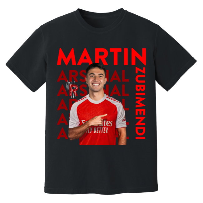 Martin Zubimendi Arsenal New Signing T-Shirt (Black)