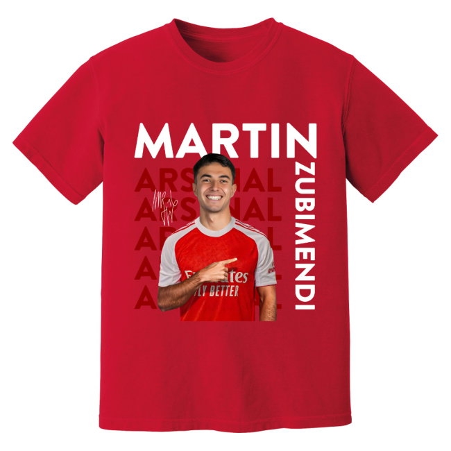 Martin Zubimendi Arsenal New Signing T-Shirt (Red)
