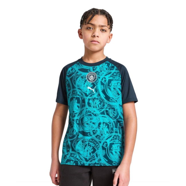 2025-2026 Man City Warm Up Jersey (Deep Navy) - Kids (Your Name)