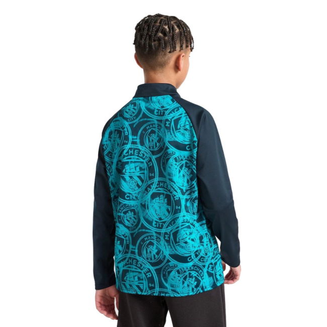 2026 Man City Warm Up 1/4 Zip Top (Deep Navy) - Kids