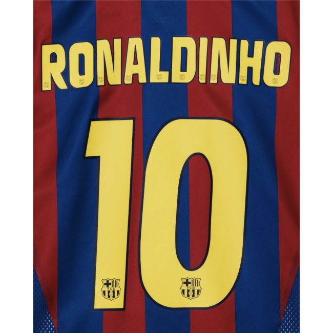 2005-2006 Barcelona T90 Reissue LS Home Shirt (Ronaldinho 10)