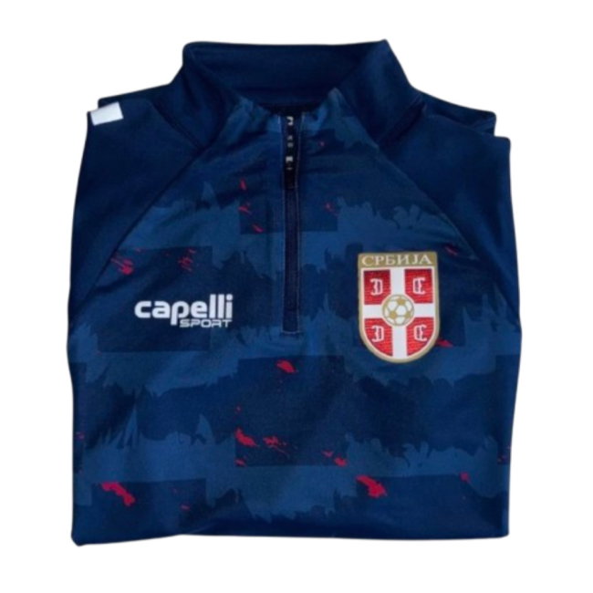 2025-2027 Serbia Pre-Match 1/4 Zip Top (Navy)