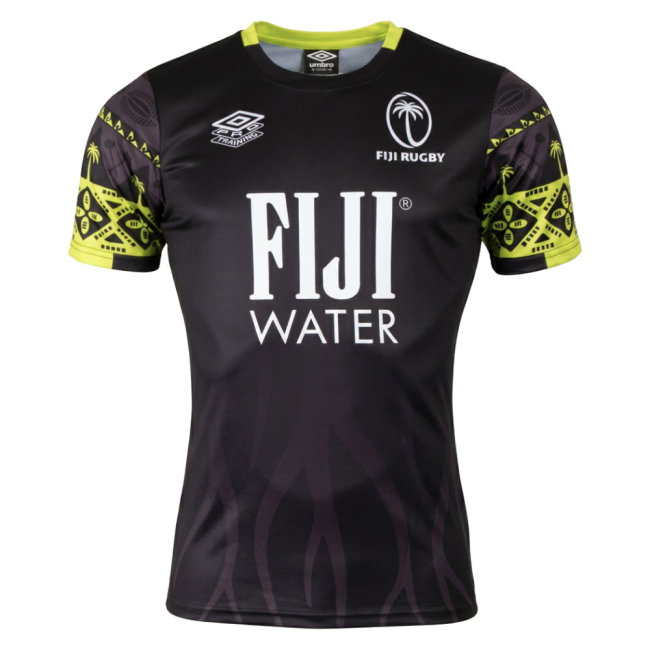 2026-2027 Fiji Rugby Pre Match Shirt (Black/Lime) (Your Name)