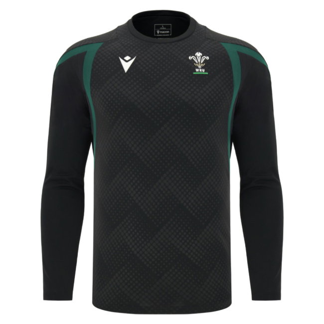 2026-2027 Wales WRU Rugby LS Training Shirt (Black) (Your Name)