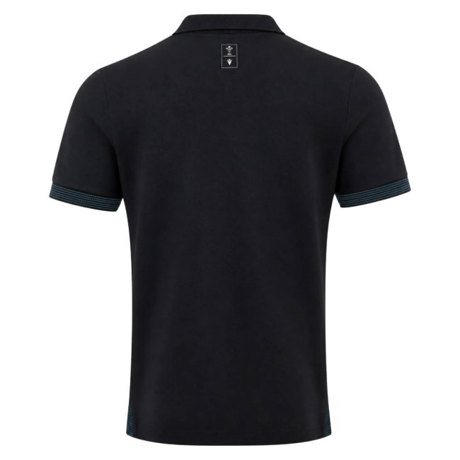 2026-2027 Wales WRU Rugby Travel Cotton Polo (Black) - Kids