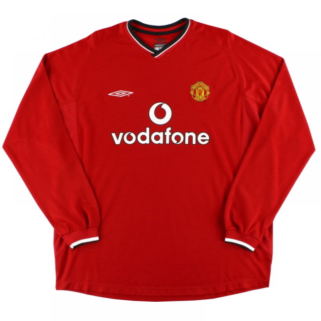 Manchester United 2000-02 Long Sleeved Home Shirt (XXL) (Excellent) (Brown 24)