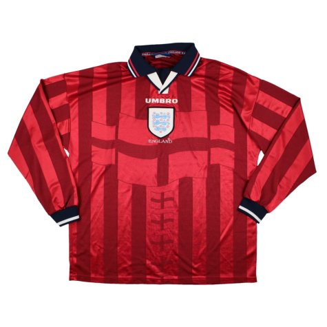 England 1997-1998 Away Long Sleeve Shirt (XL) (FERDINAND 21) (Very Good)