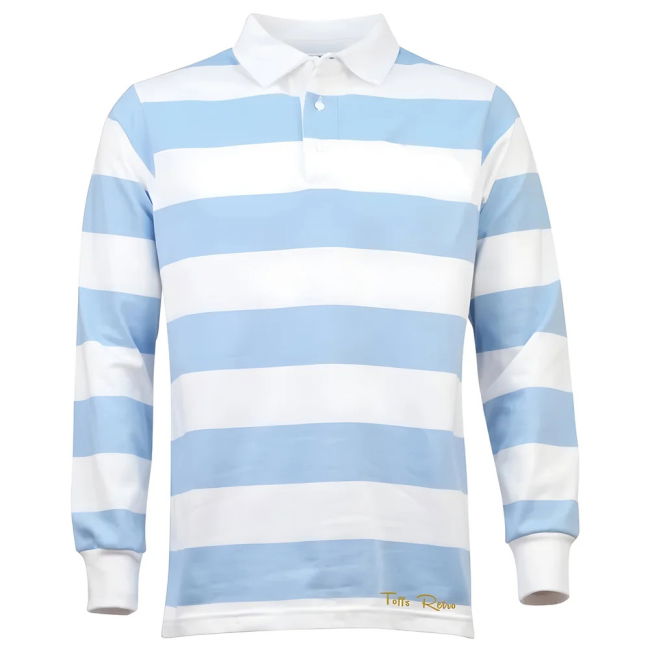 TOFFS Classic Retro Sky/white Stripe Long Sleeve Shirt
