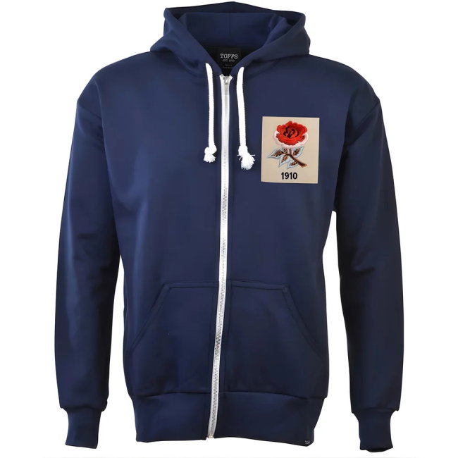 England Rose 1910 Vintage Zipped Hoodie - Navy