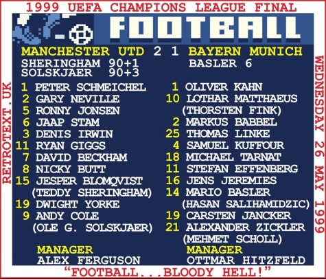1999 Champions League Final (Man United) Retrotext T-Shirt