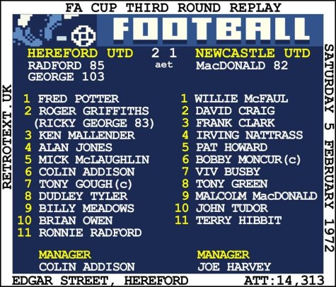 1972 Hereford Utd v Newcastle United (Hereford) Retrotext T-Shirt - White