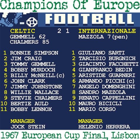 1967 European Cup Final (Celtic) Retrotext T-Shirt - White