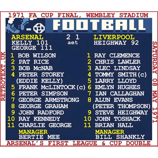 1971 FA Cup Final (Arsenal) Retrotext T-shirt - White