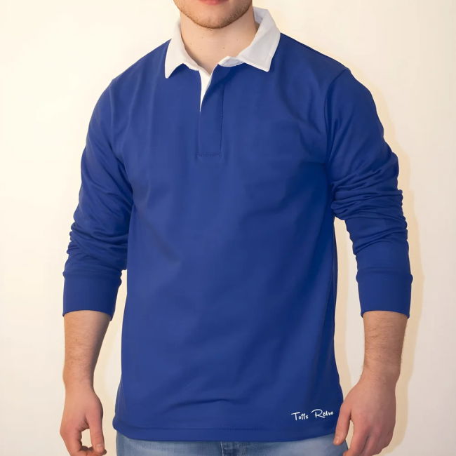 TOFFS Classic Retro Royal Blue Long Sleeve Rugby Syle Shirt